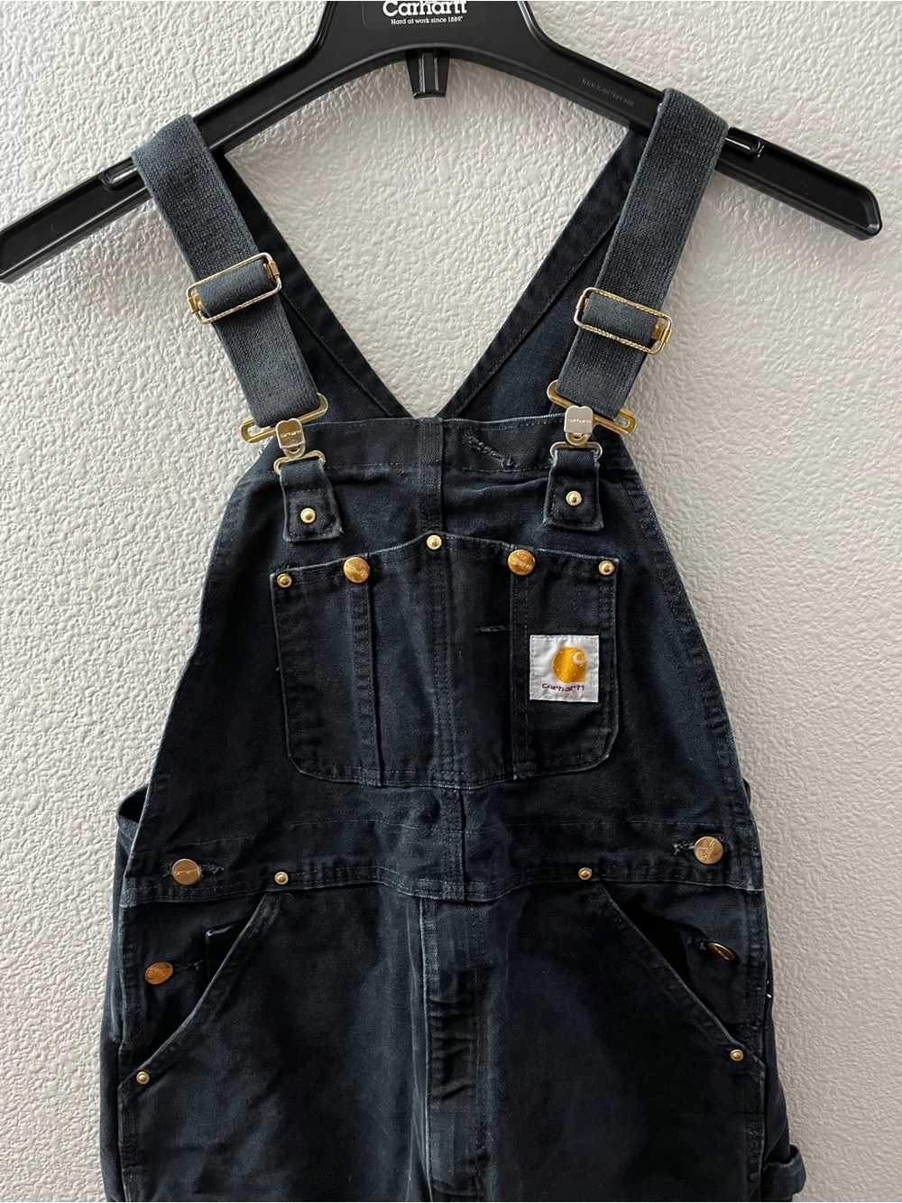 Carhartt Vintage R01 Black Double Knee Bib Overalls Cotton 30/28 Men - Picture 2 of 13